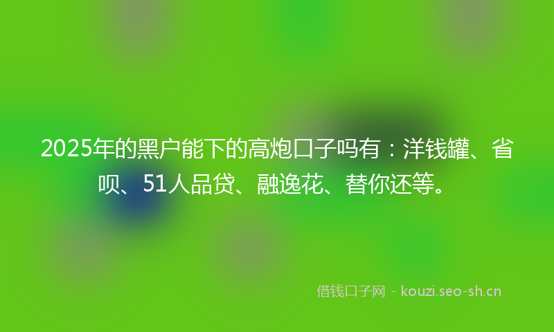 2025年的黑户能下的高炮口子吗有:洋钱罐、省呗、51人品贷、融逸花、替你还等。