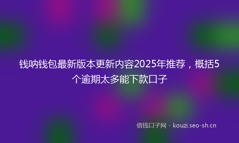 钱呐钱包最新版本更新内容2025年推荐，概括5个逾期太多能下款口子