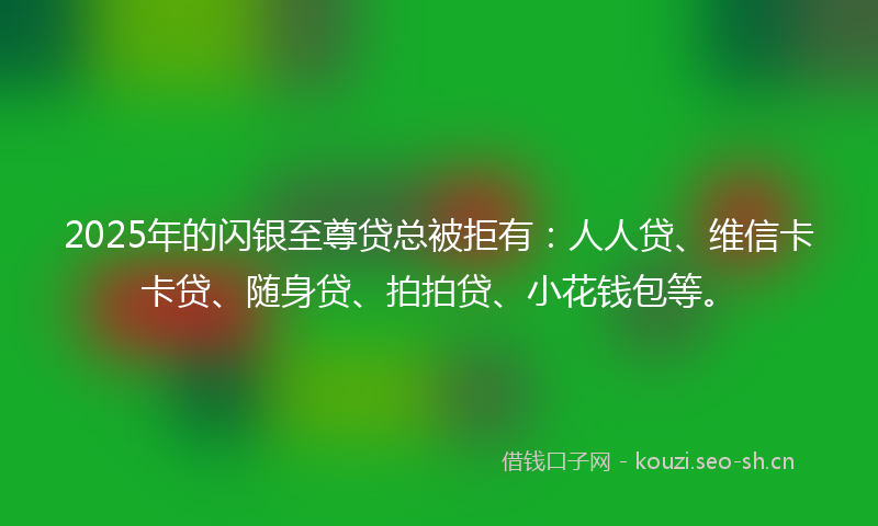 2025年的闪银至尊贷总被拒有:人人贷、维信卡卡贷、随身贷、拍拍贷、小花钱包等。