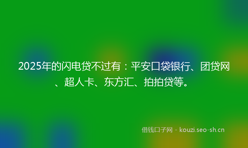 2025年的闪电贷不过有：平安口袋银行、团贷网、超人卡、东方汇、拍拍贷等。