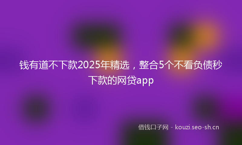 钱有道不下款2025年精选，整合5个不看负债秒下款的网贷app