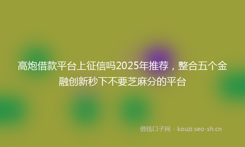 高炮借款平台上征信吗2025年推荐，整合五个金融创新秒下不要芝麻分的平台