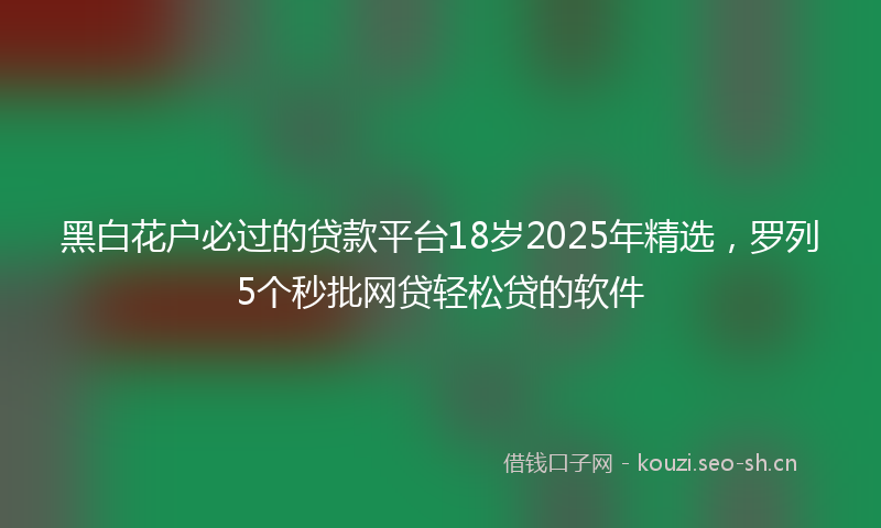黑白花户必过的贷款平台18岁2025年精选，罗列5个秒批网贷轻松贷的软件