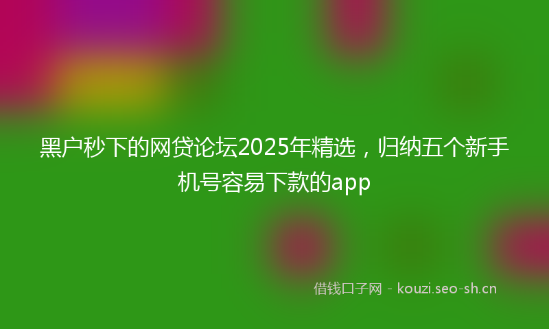黑户秒下的网贷论坛2025年精选,归纳五个新手机号容易下款的app