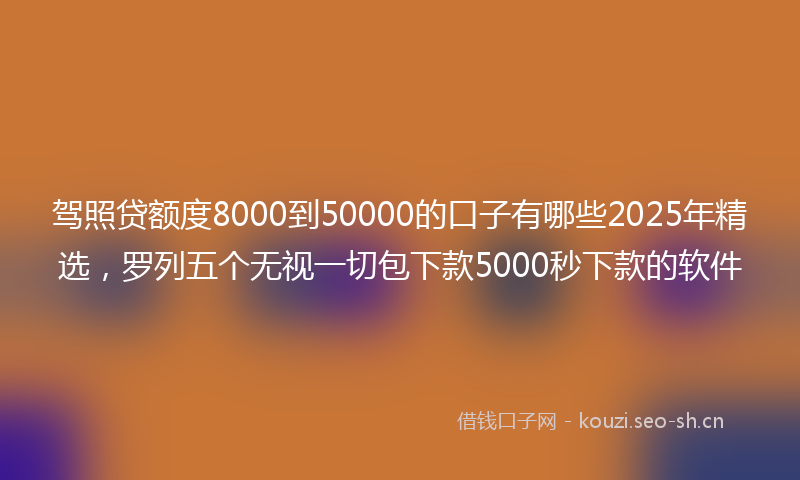 驾照贷额度8000到50000的口子有哪些2025年精选，罗列五个无视一切包下款5000秒下款的软件