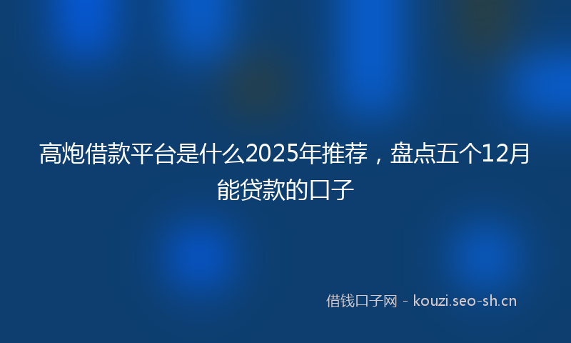 高炮借款平台是什么2025年推荐,盘点五个12月能贷款的口子