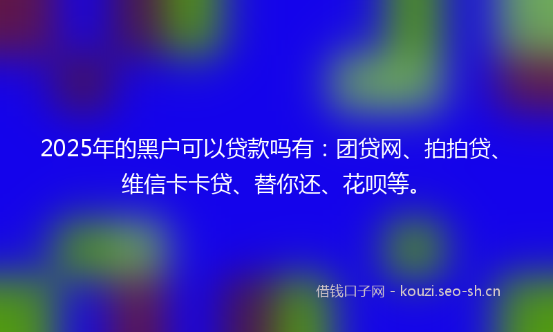 2025年的黑户可以贷款吗有：团贷网、拍拍贷、维信卡卡贷、替你还、花呗等。