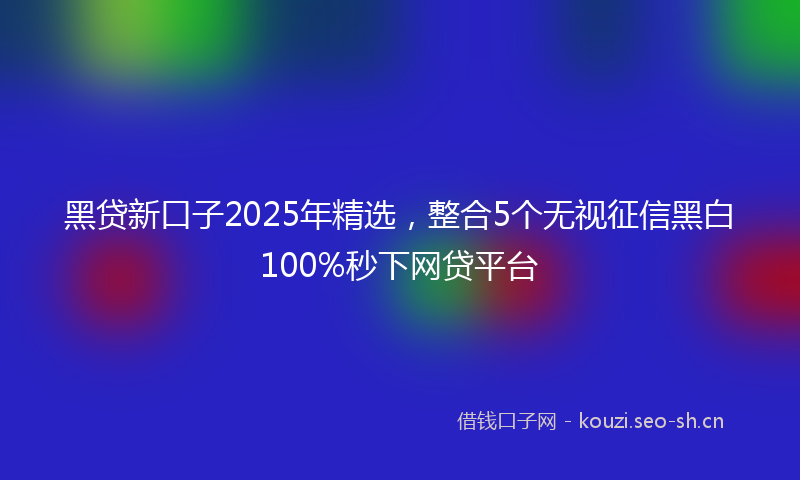 黑贷新口子2025年精选,整合5个无视征信黑白100%秒下网贷平台