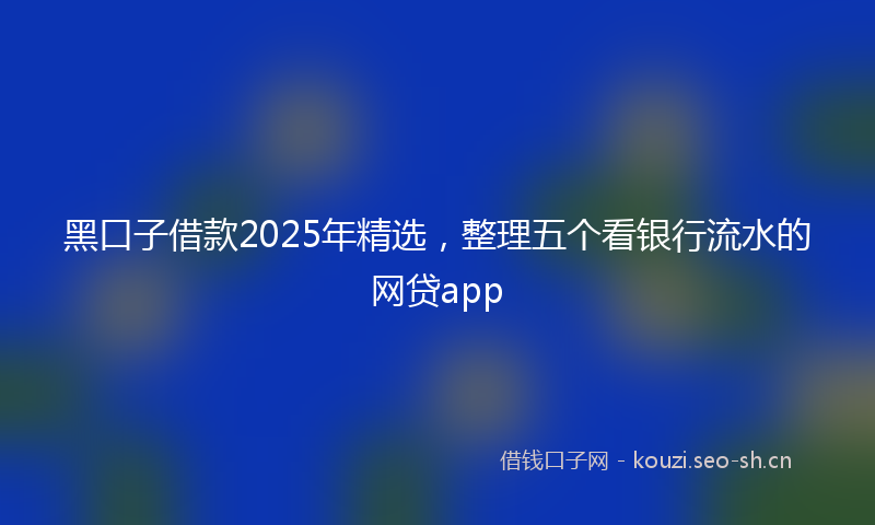 黑口子借款2025年精选，整理五个看银行流水的网贷app