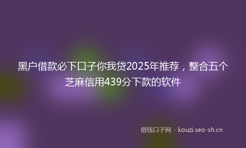 黑户借款必下口子你我贷2025年推荐，整合五个芝麻信用439分下款的软件