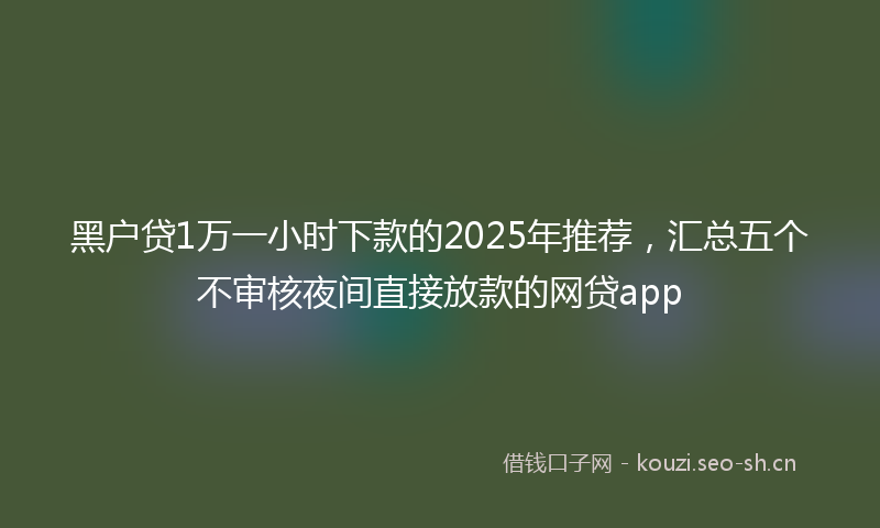 黑户贷1万一小时下款的2025年推荐，汇总五个不审核夜间直接放款的网贷app