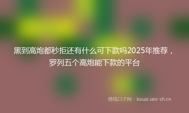 黑到高炮都秒拒还有什么可下款吗2025年推荐，罗列五个高炮能下款的平台