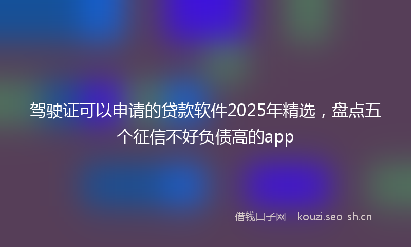 驾驶证可以申请的贷款软件2025年精选，盘点五个征信不好负债高的app