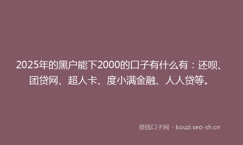 2025年的黑户能下2000的口子有什么有：还呗、团贷网、超人卡、度小满金融、人人贷等。