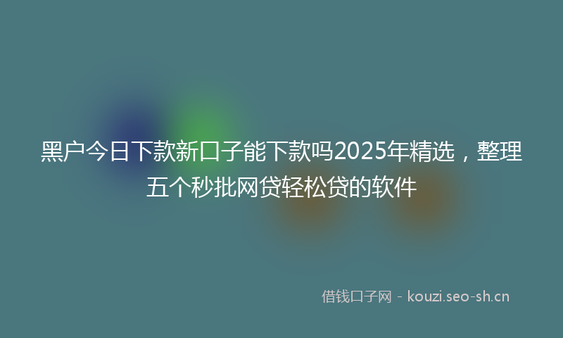 黑户今日下款新口子能下款吗2025年精选，整理五个秒批网贷轻松贷的软件