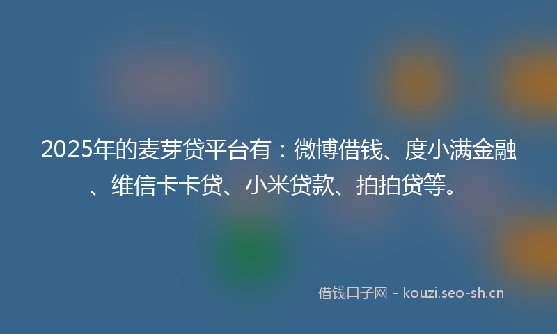 2025年的麦芽贷平台有：微博借钱、度小满金融、维信卡卡贷、小米贷款、拍拍贷等。