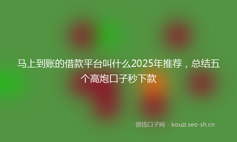 马上到账的借款平台叫什么2025年推荐，总结五个高炮口子秒下款