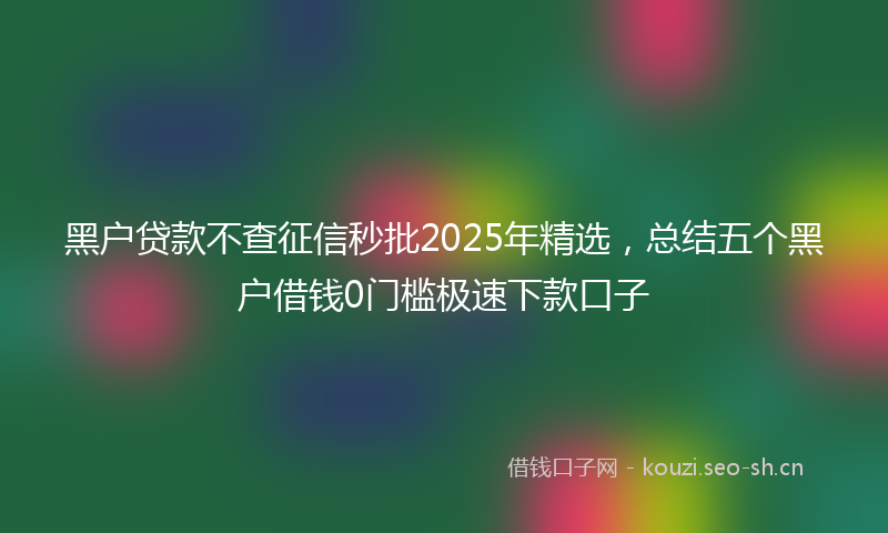 黑户贷款不查征信秒批2025年精选，总结五个黑户借钱0门槛极速下款口子