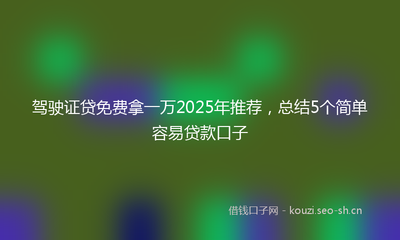 驾驶证贷免费拿一万2025年推荐，总结5个简单容易贷款口子