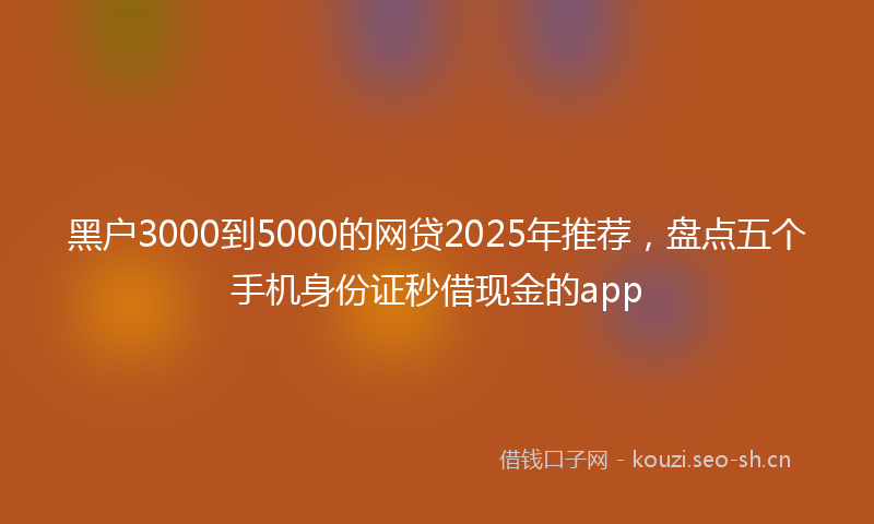黑户3000到5000的网贷2025年推荐，盘点五个手机身份证秒借现金的app