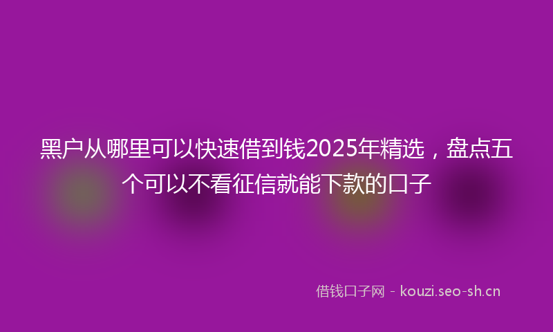黑户从哪里可以快速借到钱2025年精选，盘点五个可以不看征信就能下款的口子