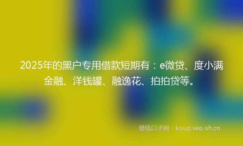2025年的黑户专用借款短期有：e微贷、度小满金融、洋钱罐、融逸花、拍拍贷等。