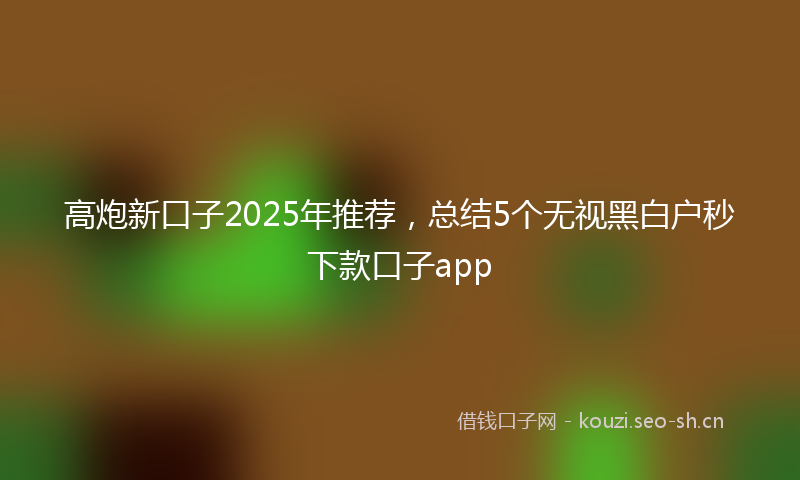 高炮新口子2025年推荐，总结5个无视黑白户秒下款口子app