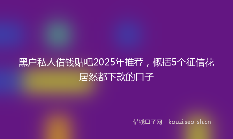 黑户私人借钱贴吧2025年推荐，概括5个征信花居然都下款的口子