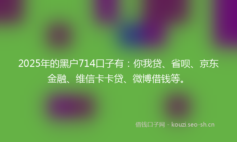 2025年的黑户714口子有：你我贷、省呗、京东金融、维信卡卡贷、微博借钱等。