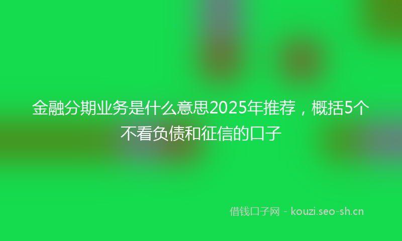 金融分期业务是什么意思2025年推荐，概括5个不看负债和征信的口子