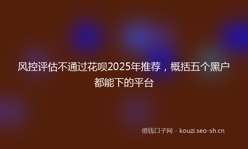 风控评估不通过花呗2025年推荐，概括五个黑户都能下的平台