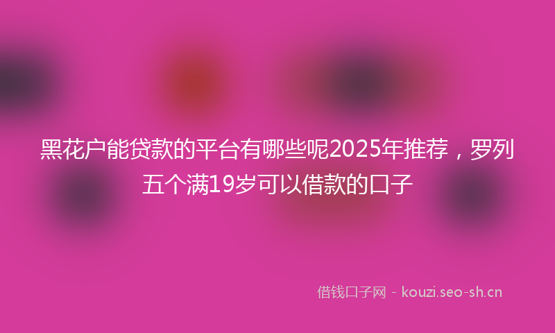 黑花户能贷款的平台有哪些呢2025年推荐，罗列五个满19岁可以借款的口子