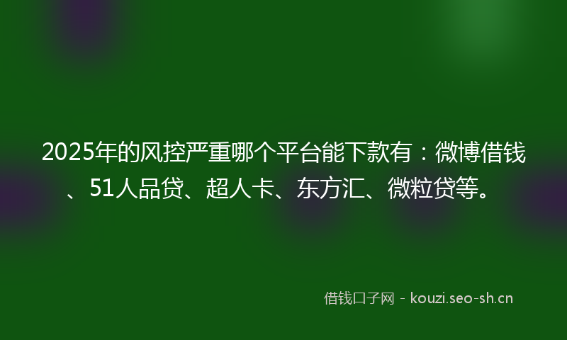 2025年的风控严重哪个平台能下款有：微博借钱、51人品贷、超人卡、东方汇、微粒贷等。