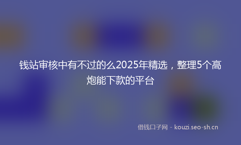 钱站审核中有不过的么2025年精选，整理5个高炮能下款的平台