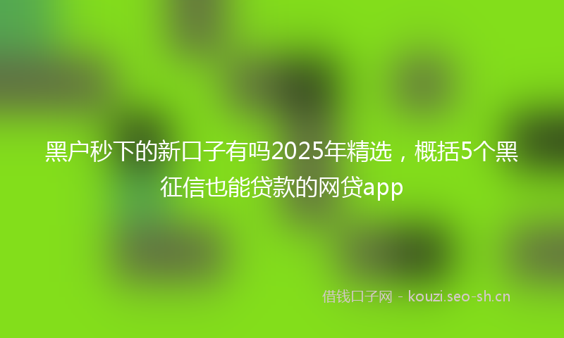 黑户秒下的新口子有吗2025年精选,概括5个黑征信也能贷款的网贷app