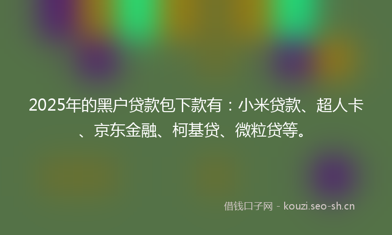 2025年的黑户贷款包下款有：小米贷款、超人卡、京东金融、柯基贷、微粒贷等。