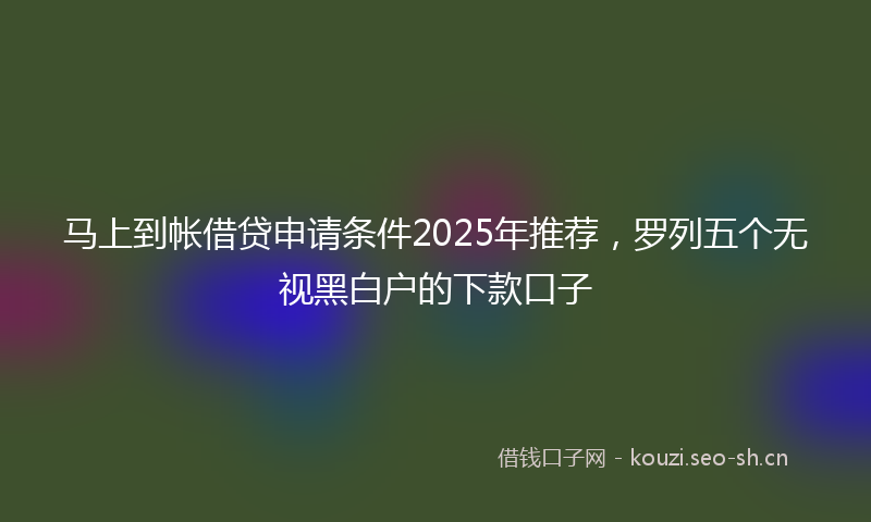 马上到帐借贷申请条件2025年推荐，罗列五个无视黑白户的下款口子