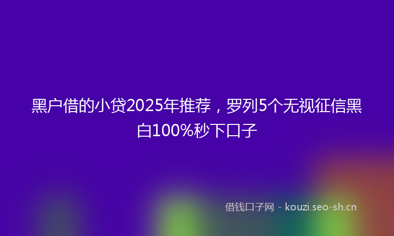 黑户借的小贷2025年推荐，罗列5个无视征信黑白100%秒下口子