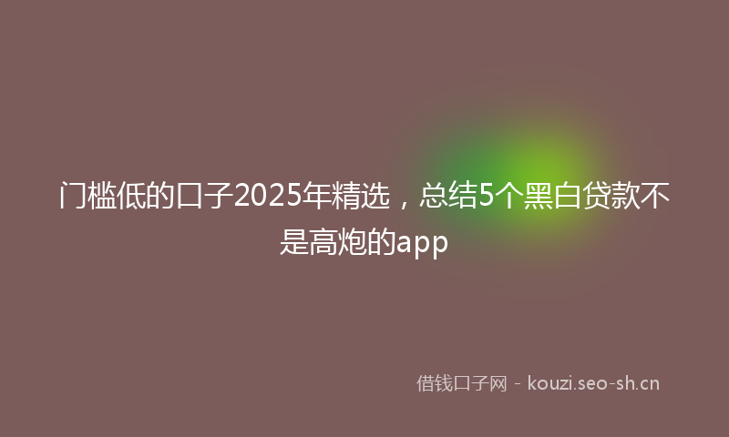 门槛低的口子2025年精选，总结5个黑白贷款不是高炮的app