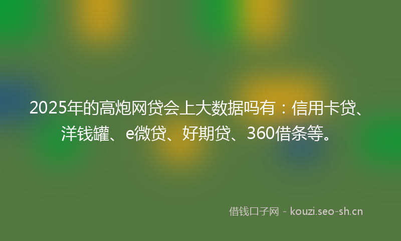 2025年的高炮网贷会上大数据吗有：信用卡贷、洋钱罐、e微贷、好期贷、360借条等。