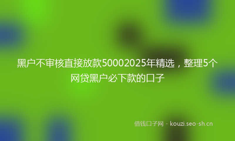黑户不审核直接放款50002025年精选，整理5个网贷黑户必下款的口子