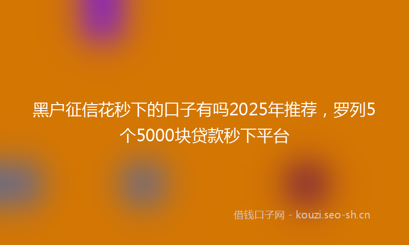 黑户征信花秒下的口子有吗2025年推荐，罗列5个5000块贷款秒下平台