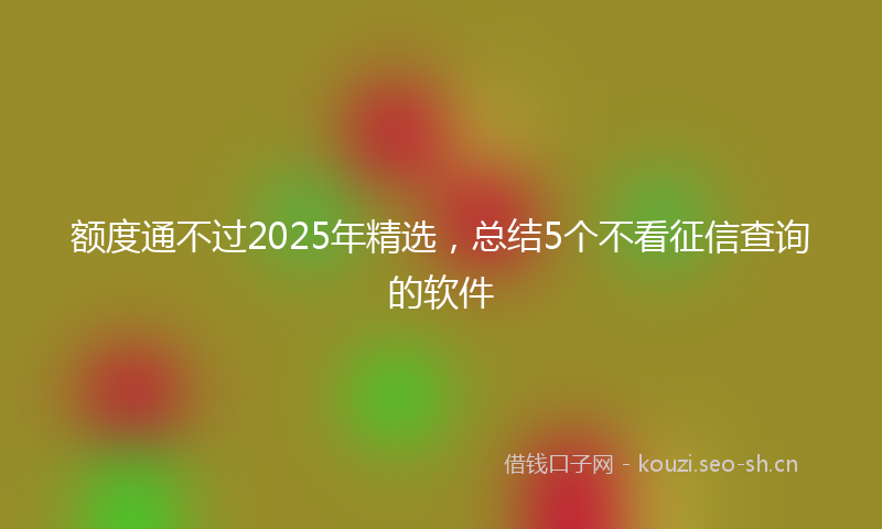 额度通不过2025年精选，总结5个不看征信查询的软件