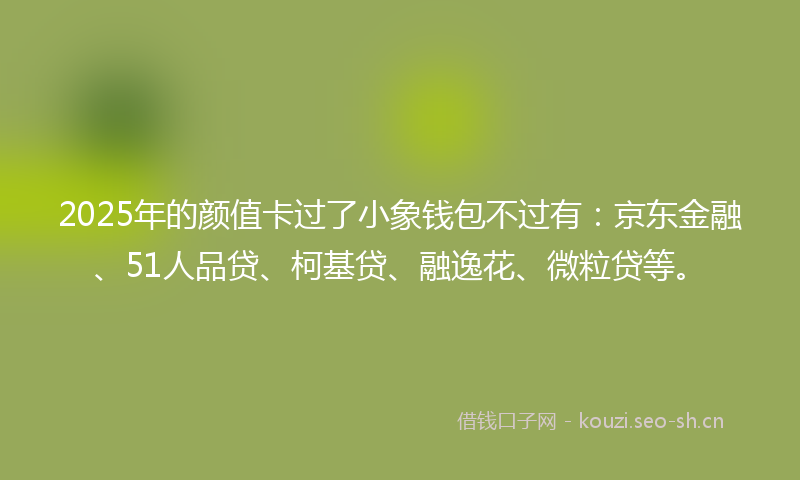2025年的颜值卡过了小象钱包不过有：京东金融、51人品贷、柯基贷、融逸花、微粒贷等。