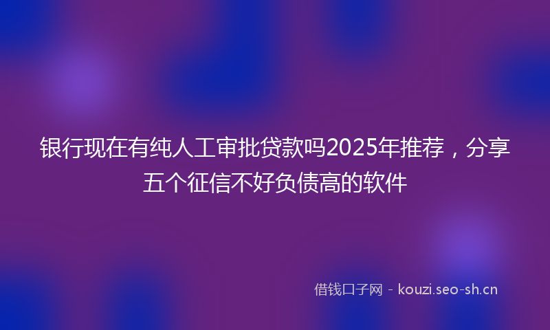 银行现在有纯人工审批贷款吗2025年推荐，分享五个征信不好负债高的软件