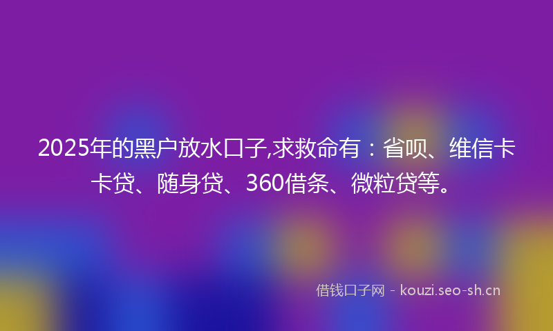 2025年的黑户放水口子,求救命有:省呗、维信卡卡贷、随身贷、360借条、微粒贷等。