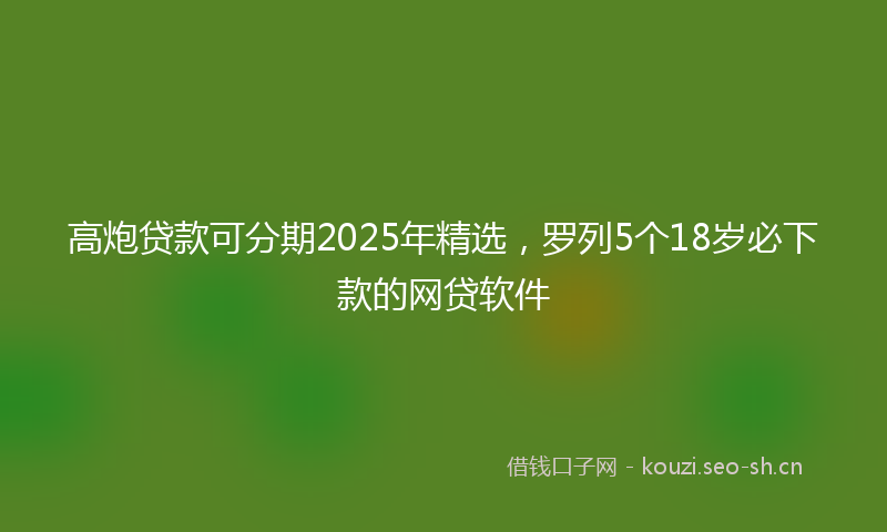 高炮贷款可分期2025年精选,罗列5个18岁必下款的网贷软件