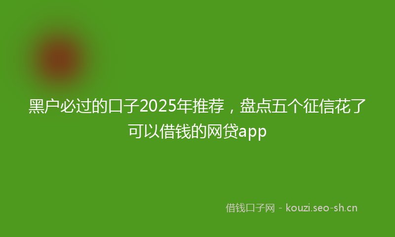 黑户必过的口子2025年推荐,盘点五个征信花了可以借钱的网贷app