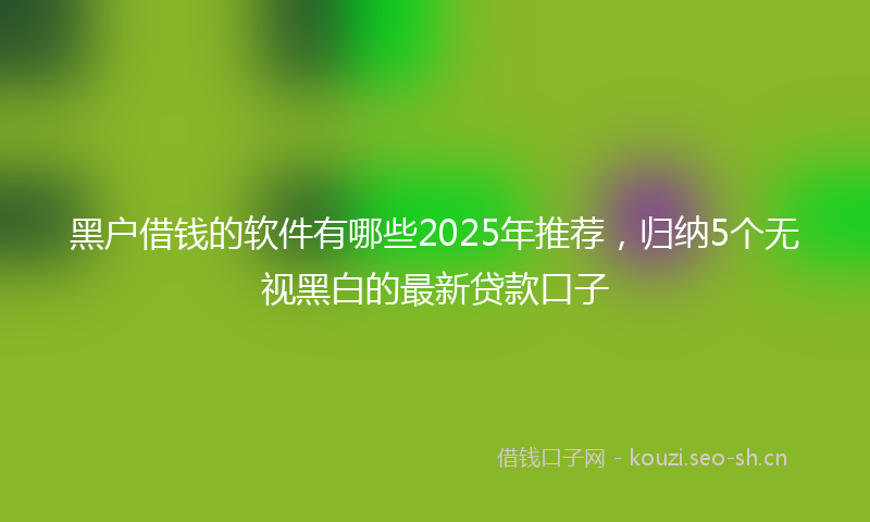 黑户借钱的软件有哪些2025年推荐，归纳5个无视黑白的最新贷款口子