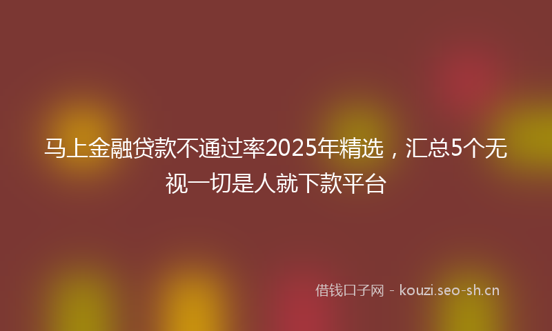 马上金融贷款不通过率2025年精选，汇总5个无视一切是人就下款平台